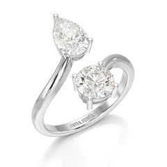 2 CT Pear and Round Cut Lab Diamond Ring