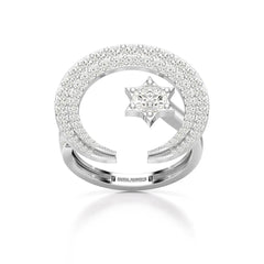 5.63 CT Crescent Moon and Star Shape Lab Diamond Ring Jama Jewels