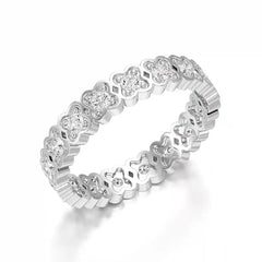 0.65 CT Flower Shape Eternity Ring with Round Cut Lab Diamonds