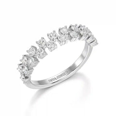 0.7 CT Half Eternity Ring with Two Layer Round Cut Lab Diamonds Jama Jewels
