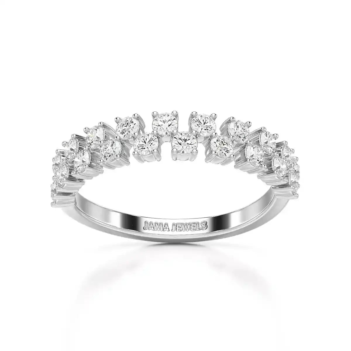 0.7 CT Half Eternity Ring with Two Layer Round Cut Lab Diamonds Jama Jewels