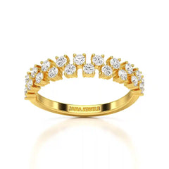 0.7 CT Half Eternity Ring with Two Layer Round Cut Lab Diamonds