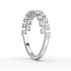 0.7 CT Half Eternity Ring with Two Layer Round Cut Lab Diamonds Jama Jewels
