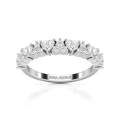 0.8 CT Half Eternity Ring with Round and Heart Cut Lab Diamonds Jama Jewels