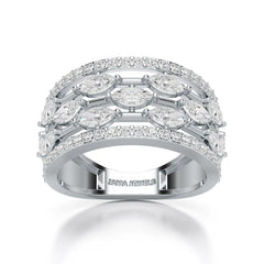 1.75 CT Five Row Ring with Marquise & Round Diamonds