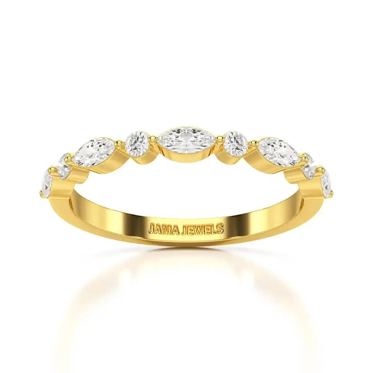 0.45 CT Half Eternity Ring with Marquise & Round Cut Lab Diamonds Jama Jewels