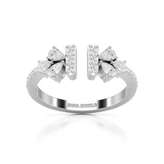 0.5 CT Lab Diamond Open Ring with Pear and Round Cut Diamonds