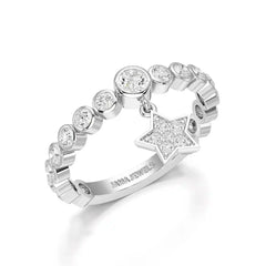0.70 CT Round Cut Lab Diamond Ring with a Dangling Star Jama Jewels