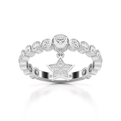 0.70 CT Round Cut Lab Diamond Ring with a Dangling Star Jama Jewels