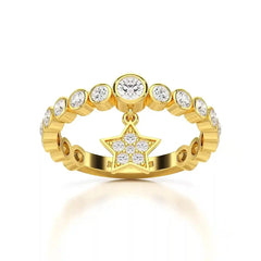 0.70 CT Round Cut Lab Diamond Ring with a Dangling Star Jama Jewels