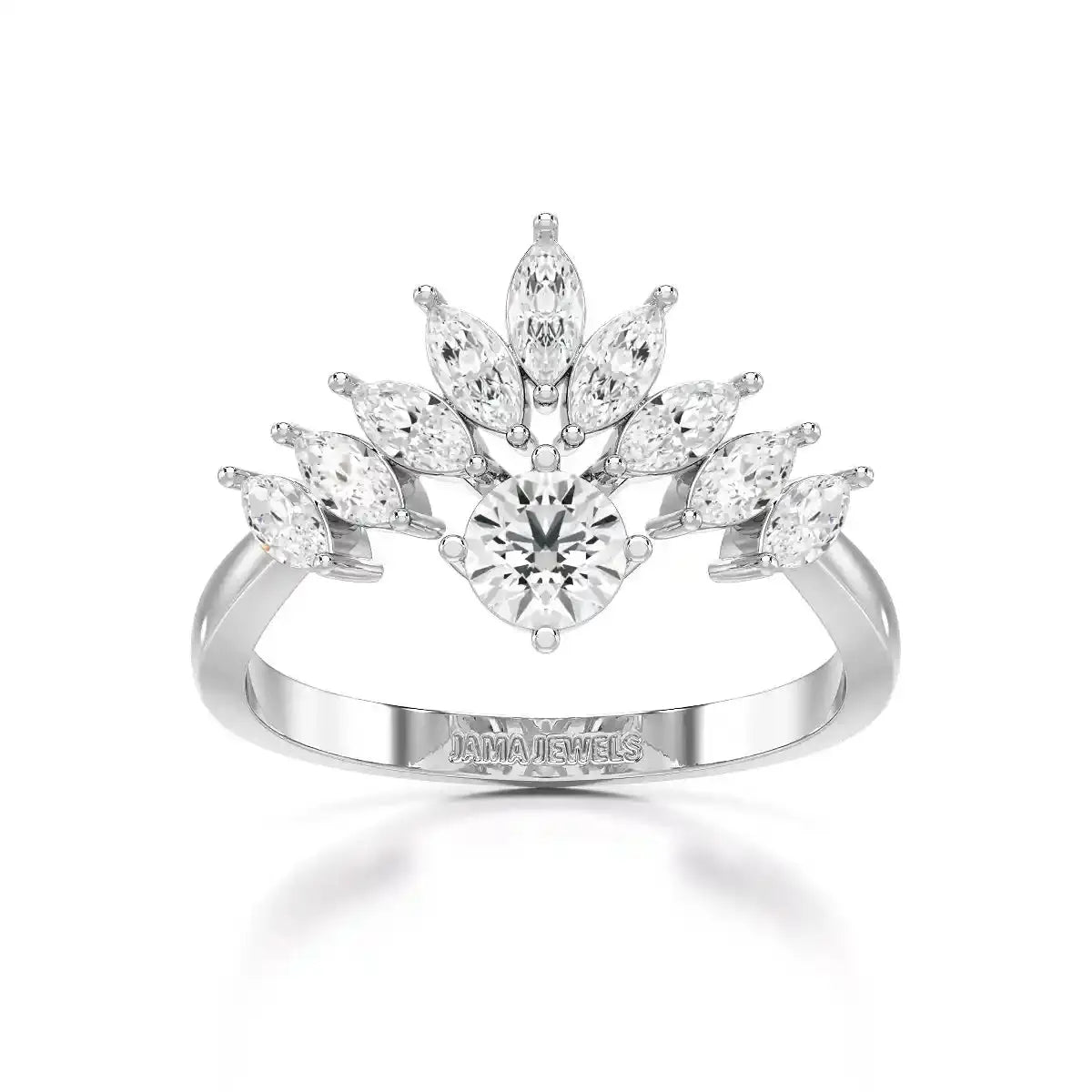 0.95 CT Cluster Ring with Marquise & Round Cut Lab Diamonds Jama Jewels