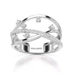0.30 CT Round Cut Lab Diamond Crossover Ring Jama Jewels