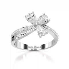 0.95 CT Pear & Round Cut Lab Diamond Split Ring Jama Jewels