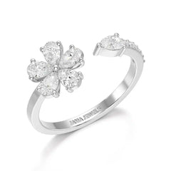 0.65 CT Open Ring with Pear & Round Cut Lab Diamonds