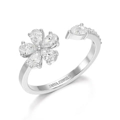 0.65 CT Open Ring with Pear & Round Cut Lab Diamonds Jama Jewels