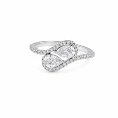 0.95 CT Pear Bypass Pavé Diamond Ring