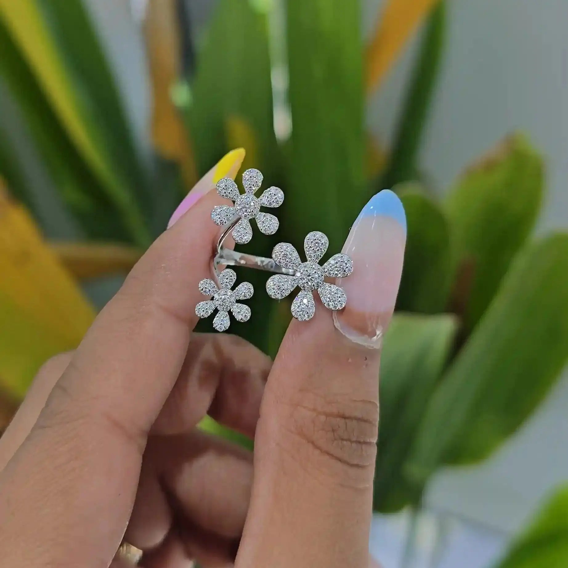 0.75 CT Tri Flower Lab Diamond Ring (Ready for Delivery) Jama Jewels