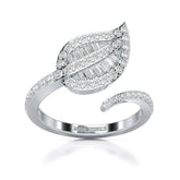 0.70 CT Baguette Cut Diamond Open Leaf Ring Jama Jewels