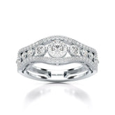 1.50 CT Round Cut Three Row Curved Diamond Ring Jama Jewels