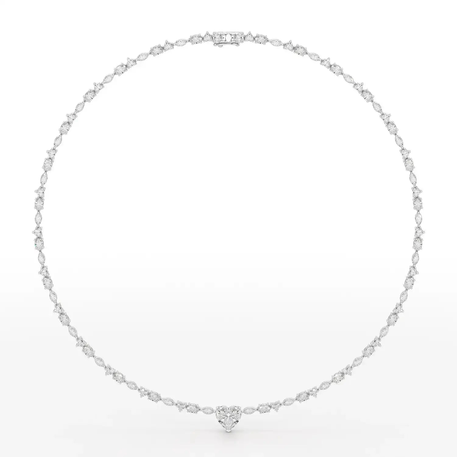 12.54 CT Heart Cut Lab Diamond Tennis Necklace Jama Jewels