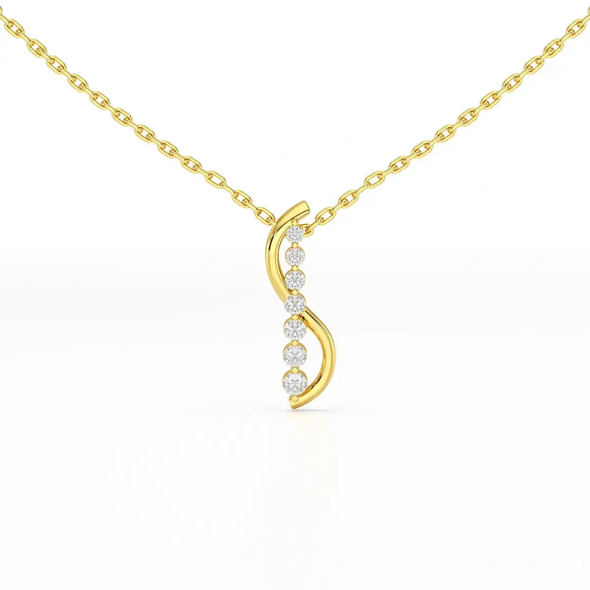 0.15 CT Round Cut Lab Diamond Swirl Chain Pendant Jama Jewels