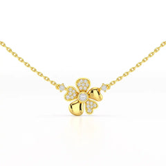 0.20 CT Flower Shape Lab Diamond Chain Pendant with Round Diamonds