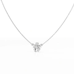 0.20 CT Flower Shape Lab Diamond Chain Pendant with Round Diamonds Jama Jewels