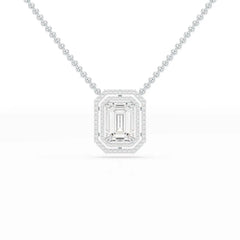11.43 CT Emerald Cut Halo Lab Diamond Pendant