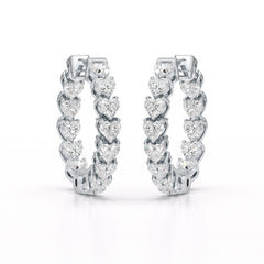 Heart Shaped Lab Grown Diamond Hoop Earrings