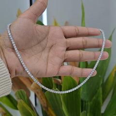 12 CT Round Cut Lab Diamond Tennis Necklace (Ready for Delivery)
