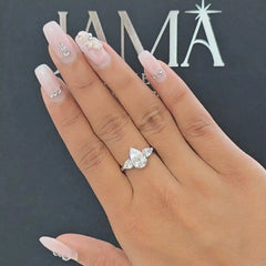 2.20 CT Lab Diamond Pear Cut Three Stone Ring (Ready for Delivery) Jama Jewels