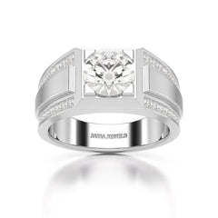 2.42 CT Round Shape Lab Diamond Men's Ring Jama Jewels