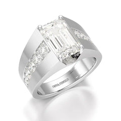 6 CT Emerald Cut Lab Diamond Men's Ring