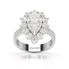 3.41 CT Pear Cut Halo Lab Diamond Ring