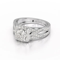 1.55 CT Cushion Cut Layered Halo Lab Diamond Ring