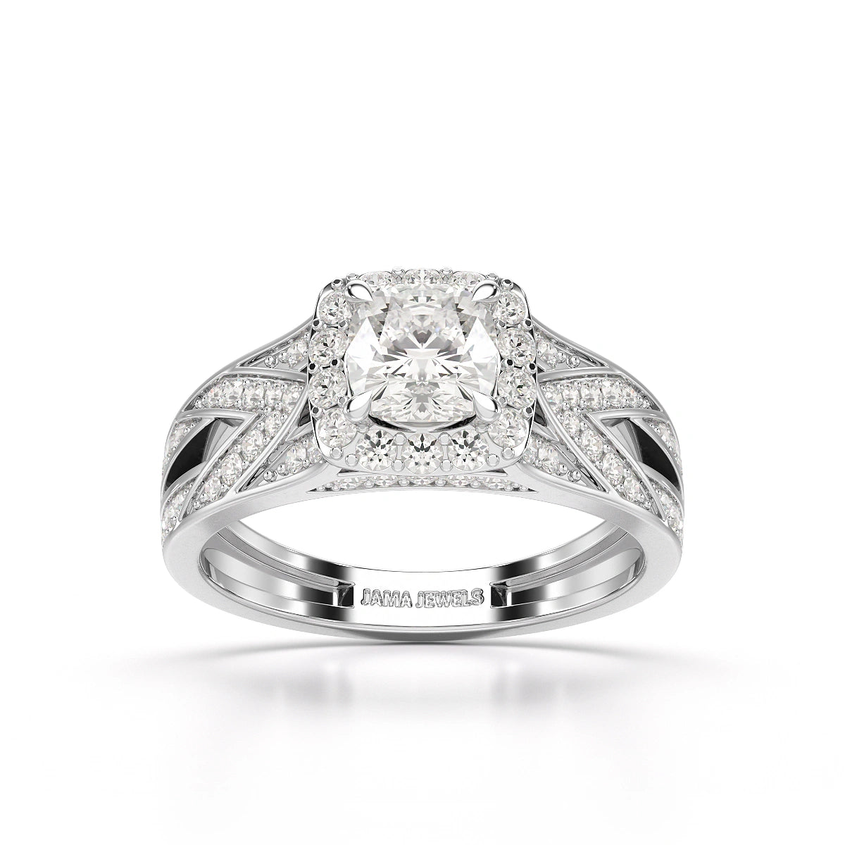 1.55 CT Cushion Cut Layered Halo Lab Diamond Ring