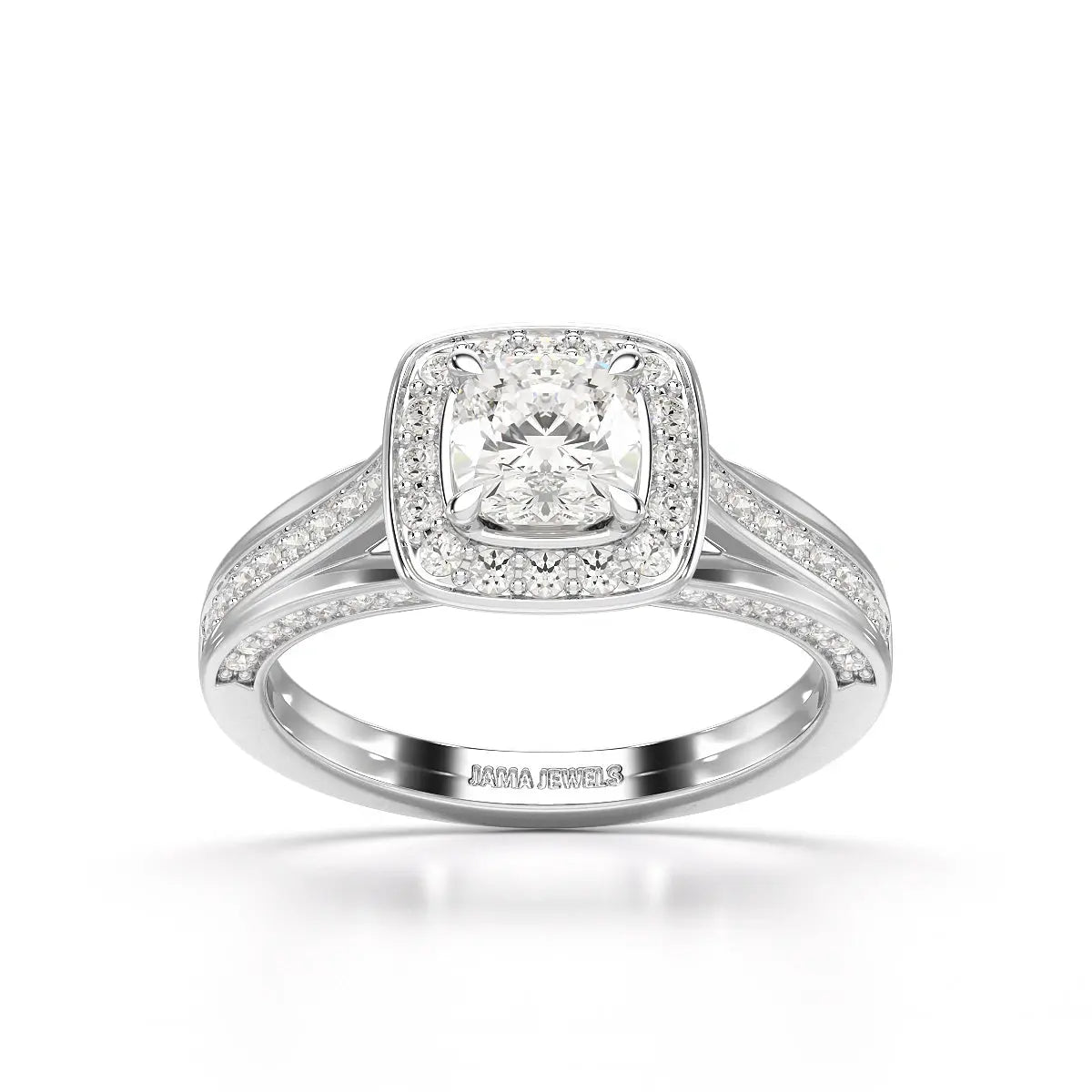 1.53 CT Cushion Cut Halo Lab Diamond Ring