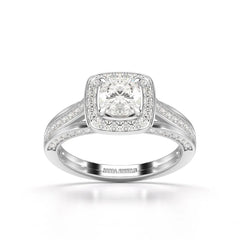 1.53 CT Cushion Cut Halo Lab Diamond Ring
