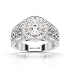2.03 CT Round Cut Halo Lab Diamond Ring