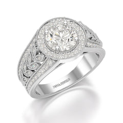 2.03 CT Round Cut Halo Lab Diamond Ring