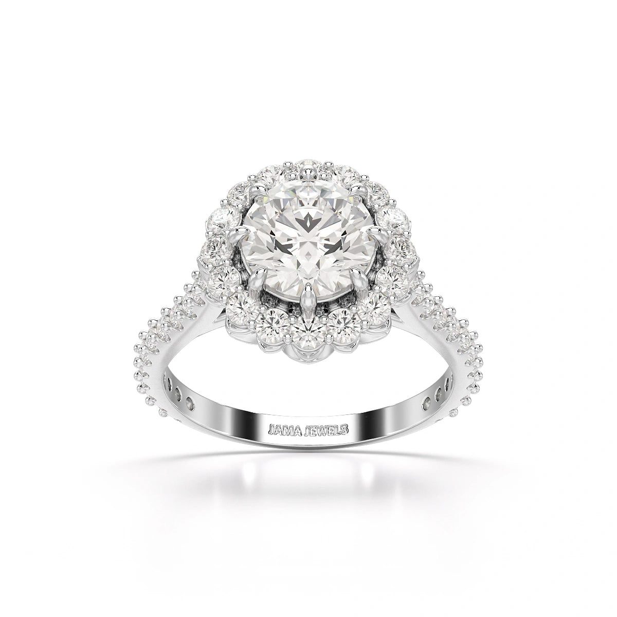 2.42 CT Round Cut Halo Lab Diamond Ring