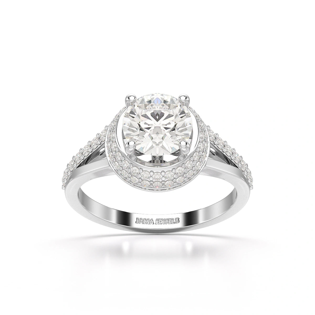 1.71 CT Round Cut Halo Lab Diamond Ring
