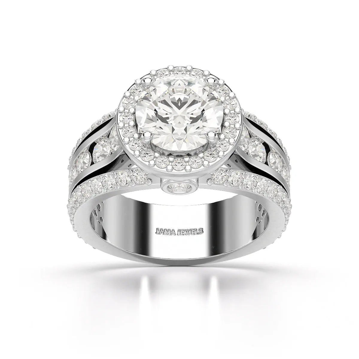 3.78 CT Round Cut Halo Lab Diamond Ring Jama Jewels