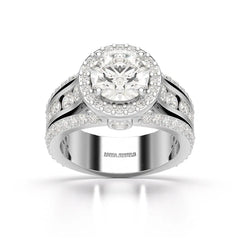 3.78 CT Round Cut Halo Lab Diamond Ring Jama Jewels