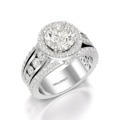 3.78 CT Round Cut Halo Lab Diamond Ring