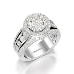 3.78 CT Round Cut Halo Lab Diamond Ring Jama Jewels