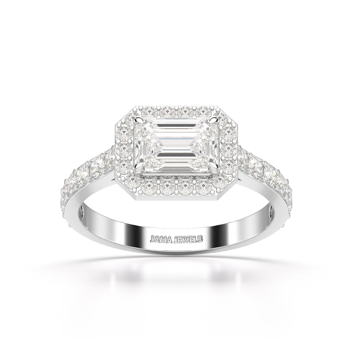 1.71 CT Emerald Cut Halo Lab Diamond Ring
