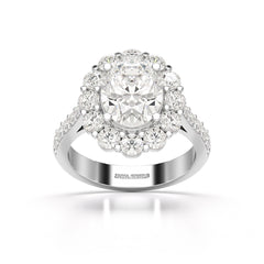 4 CT Oval Cut Halo Lab Diamond Ring