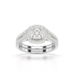 1.77 CT Cushion Cut Halo Layered Lab Diamond Ring