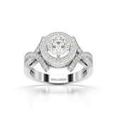 1.9 CT Round Cut Solitaire Halo Lab Diamond Ring